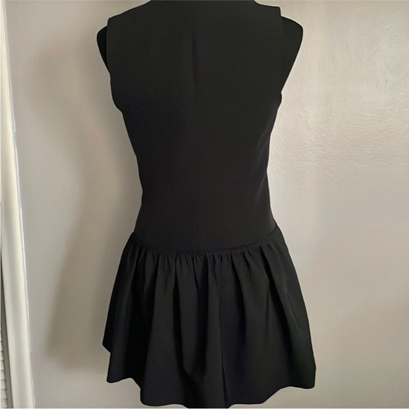 Zara NWOT double breasted drop waist Ruffle hem black sleeveless vest mini dress - Picture 5 of 5